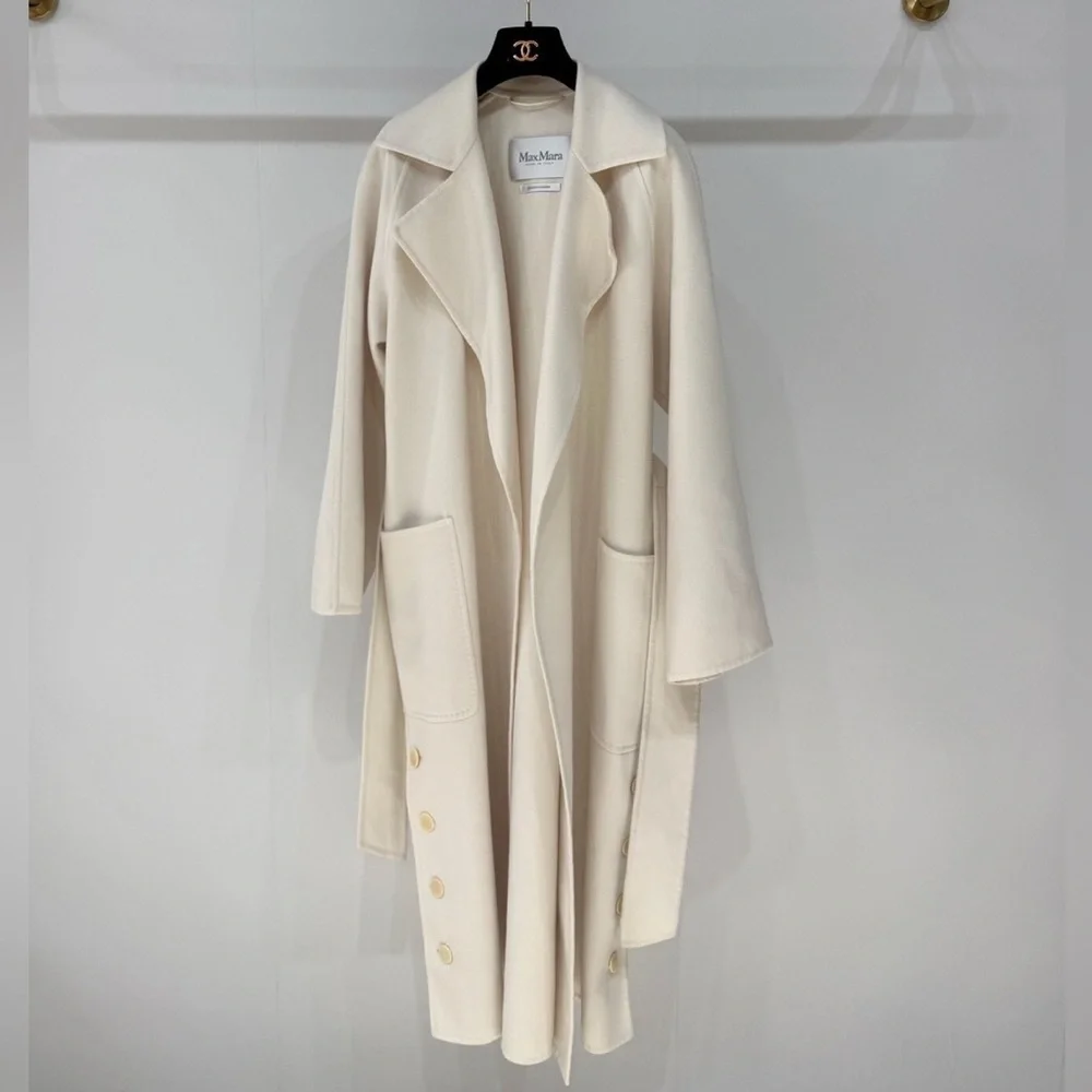 Authentic Max Mara Cream Belted Coat - Picture 3 of 8